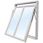 3-glas vridfönster med bågpost i trä